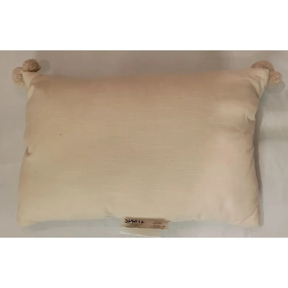 Spritz Accent Throw Pillow Easter Eggs Spring Rectangle Neutral Decor Pom Poms